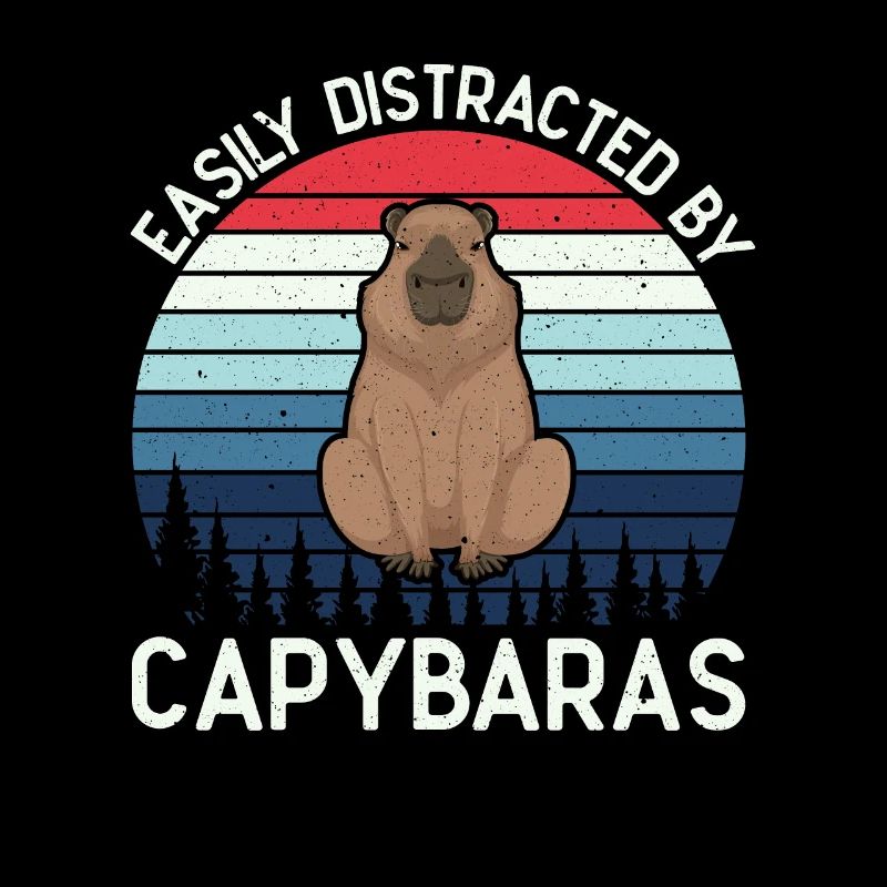Retro Easily Distracted by Capybaras Capybara