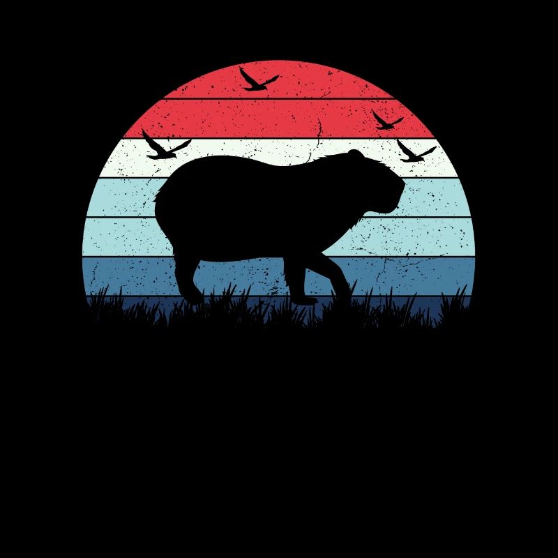 Rétro Capybara Silhoutte - Capybaras