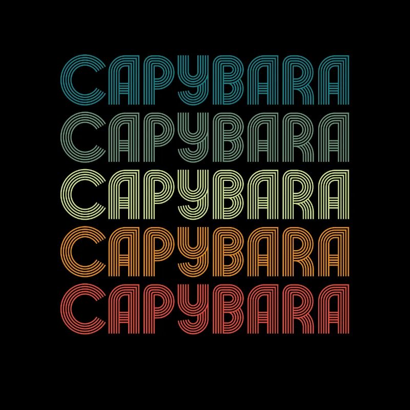 Retro Capybara Text Design - Capybaras