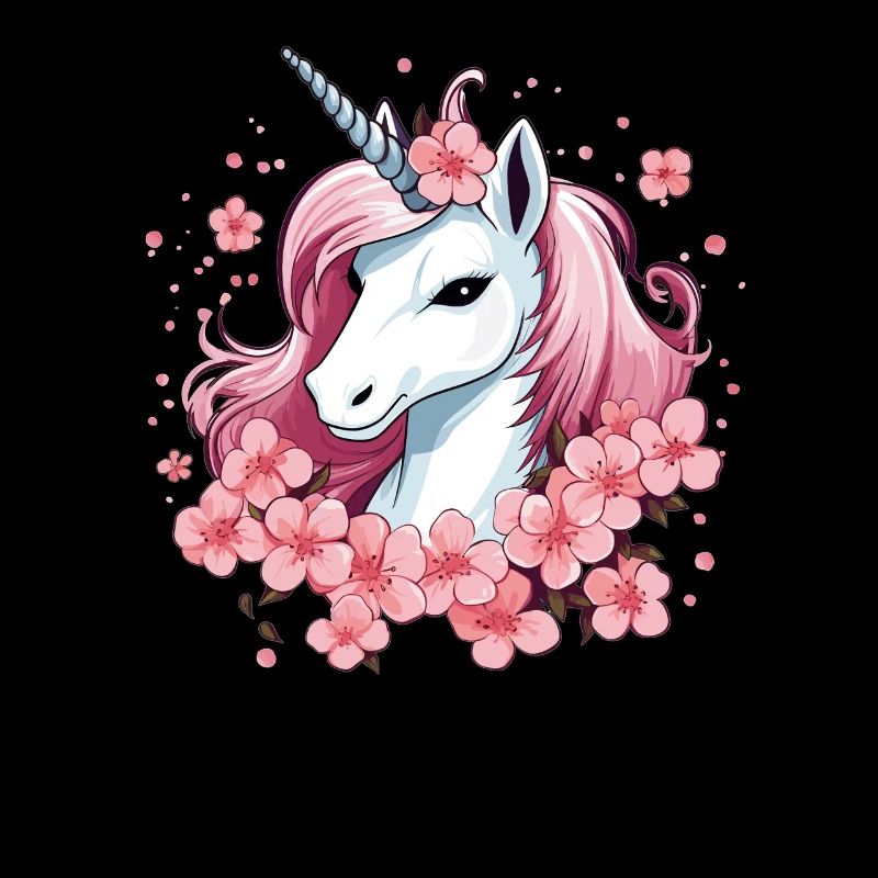 Einhorn mit Kirschblüten