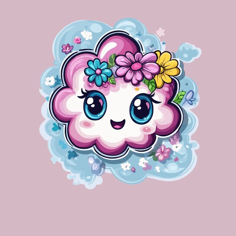 Fröhliche Wolke mit Blumen