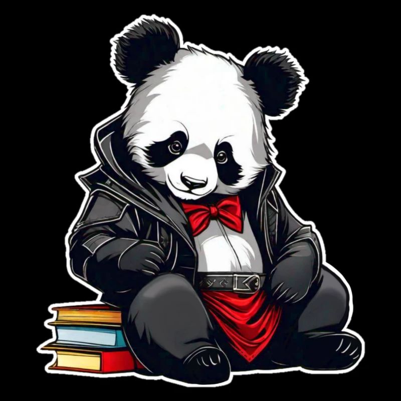 Panda mignon avec des livres