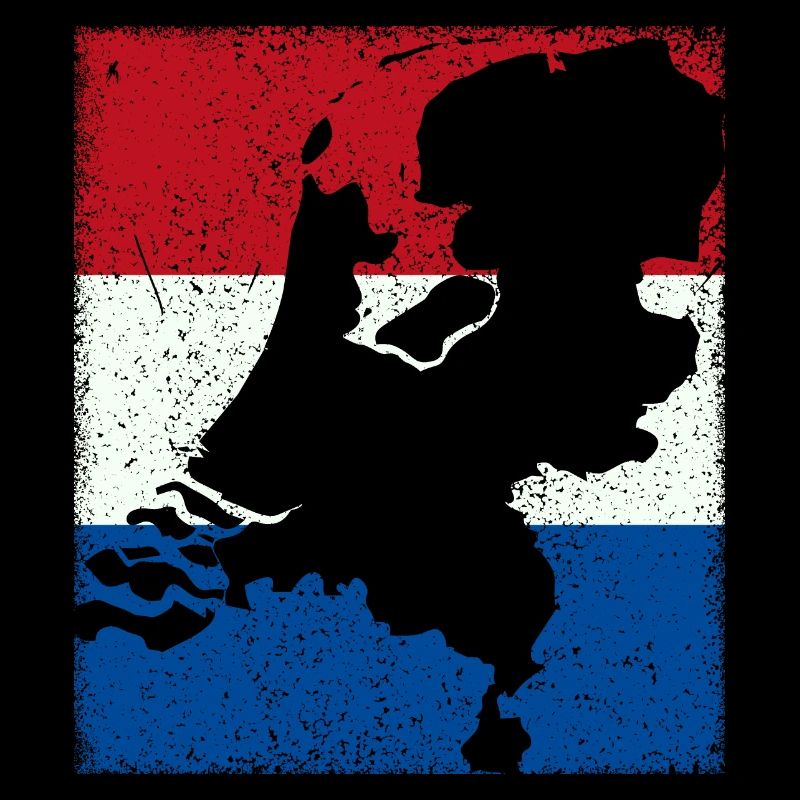 Pays-Bas drapeau avec carte / contour