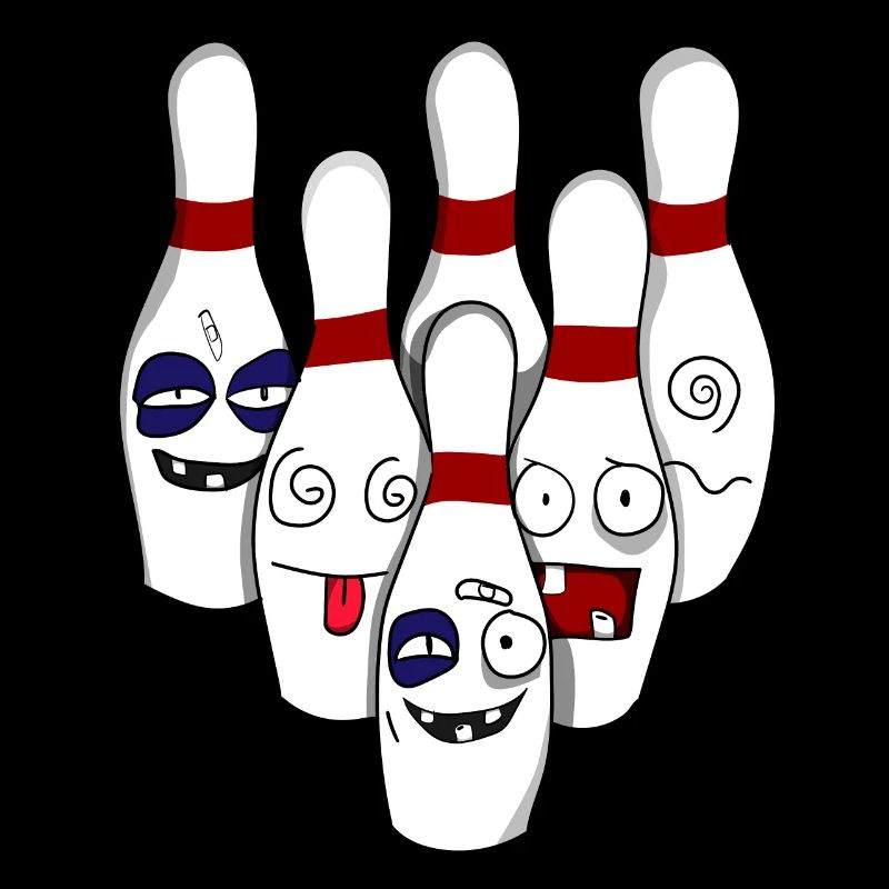 Quilles de boule de bowling détruites