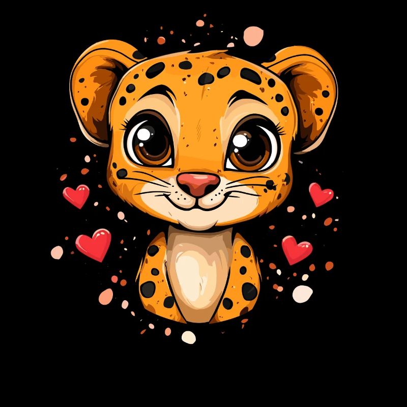Guépard avec des cœurs
