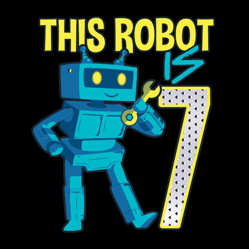 7. Geburtstag kleiner Roboter 7 Jahre alt Technik