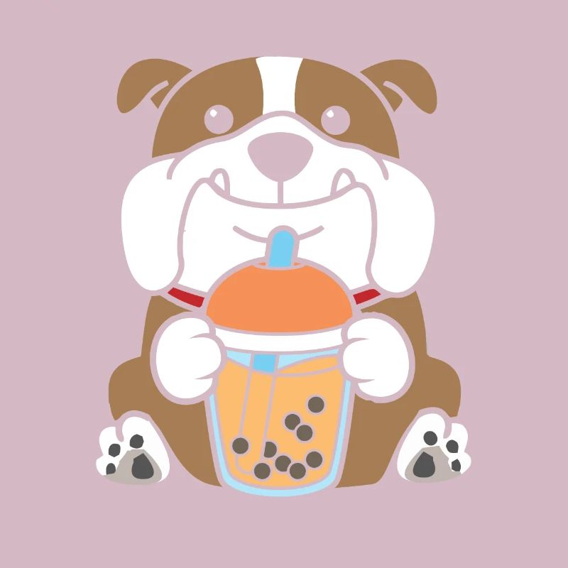 Bubble Milk Tea Deutsch Bulldog Drinking Boba Tea