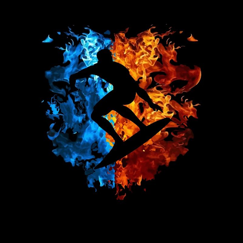 Fire Surfer Flames Planche de surf Burning