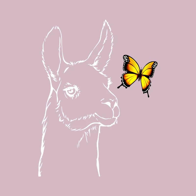 Lama avec papillon