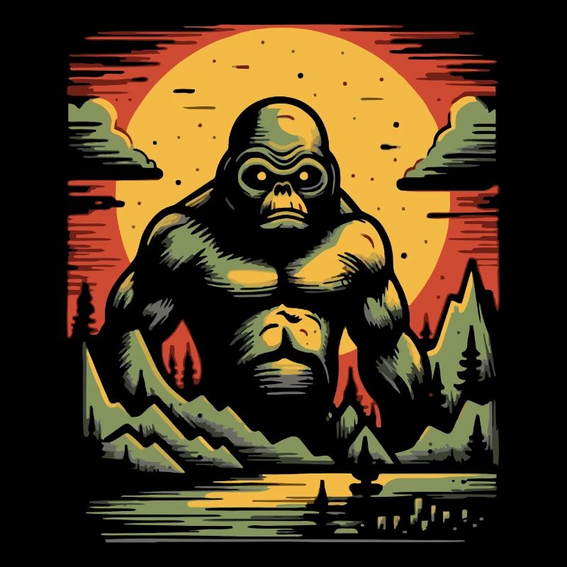 Brutal gorilla in the mountains