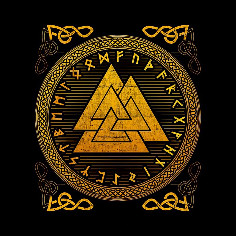 Germanic Wotan knot Valknut and Futhark