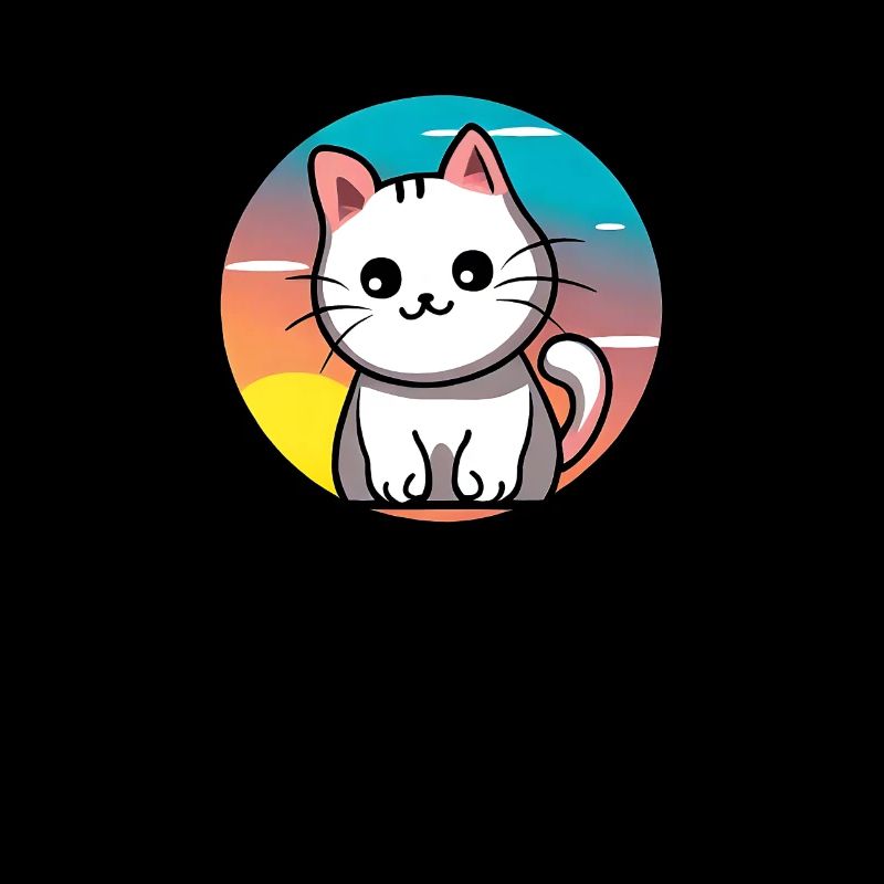 Mignon chat Coucher de soleil design blanc