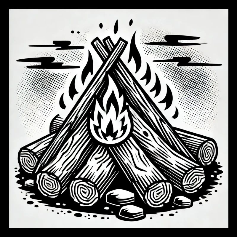 Flame Play in Comic Style: Campfire Art