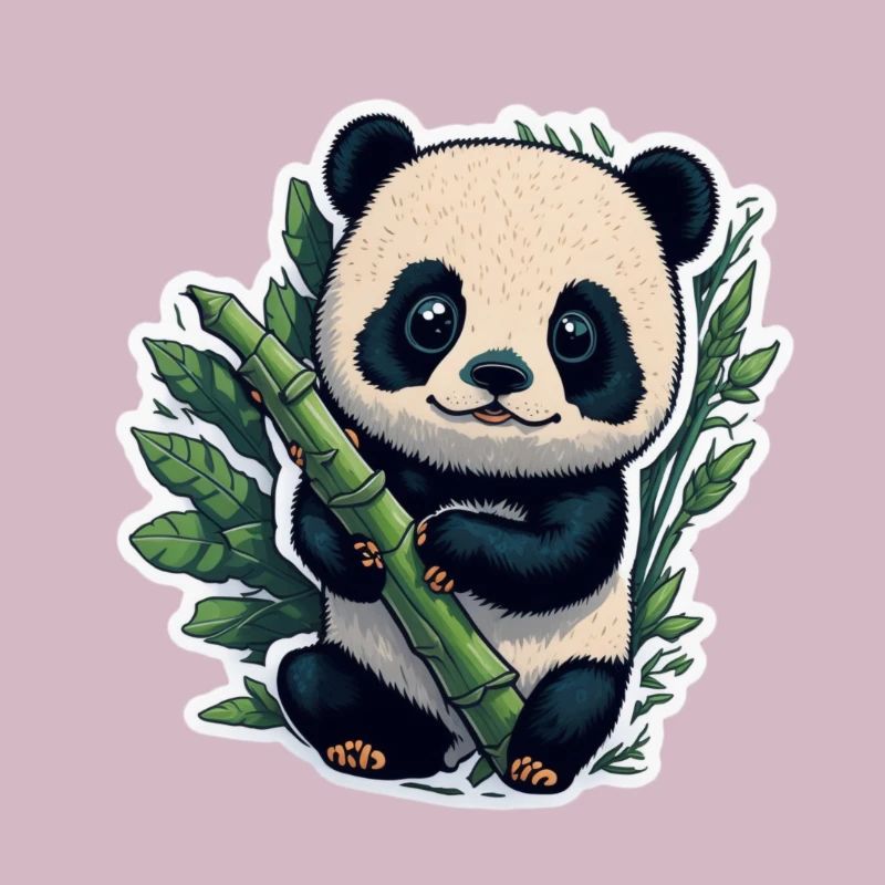 Panda mignon avec bambou