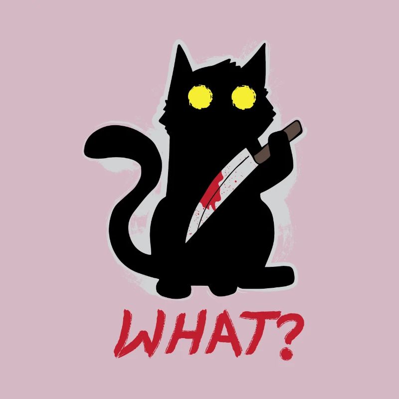 What? Schwarze Killer Psycho Katze mit Messer Blut