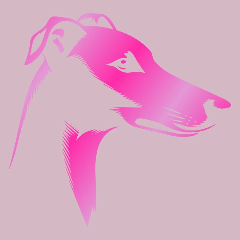 Lévrier lévrier, tête de chien, dessin rose