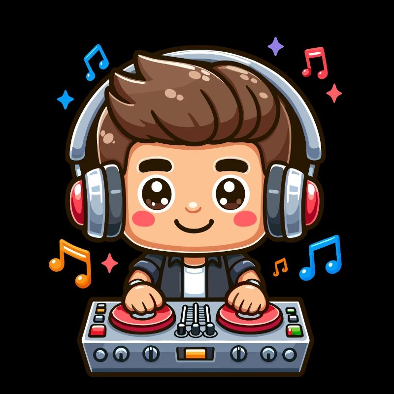 Cool DJ Cartoon Avec Casque Et Table De Mixage