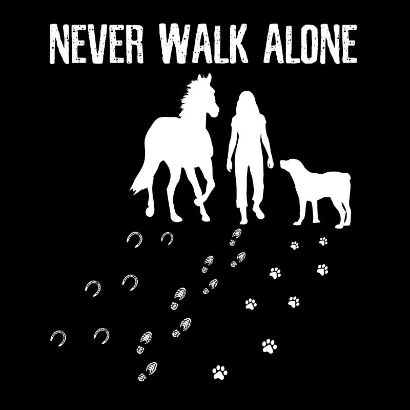 Never Walk Alone Hund Pferd Reiter Ausreiten