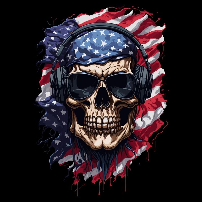 Skull Pride: Drapeau américain et nuances