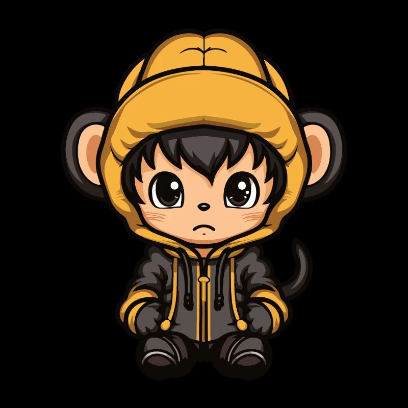 Monkey Winter Comic Cute