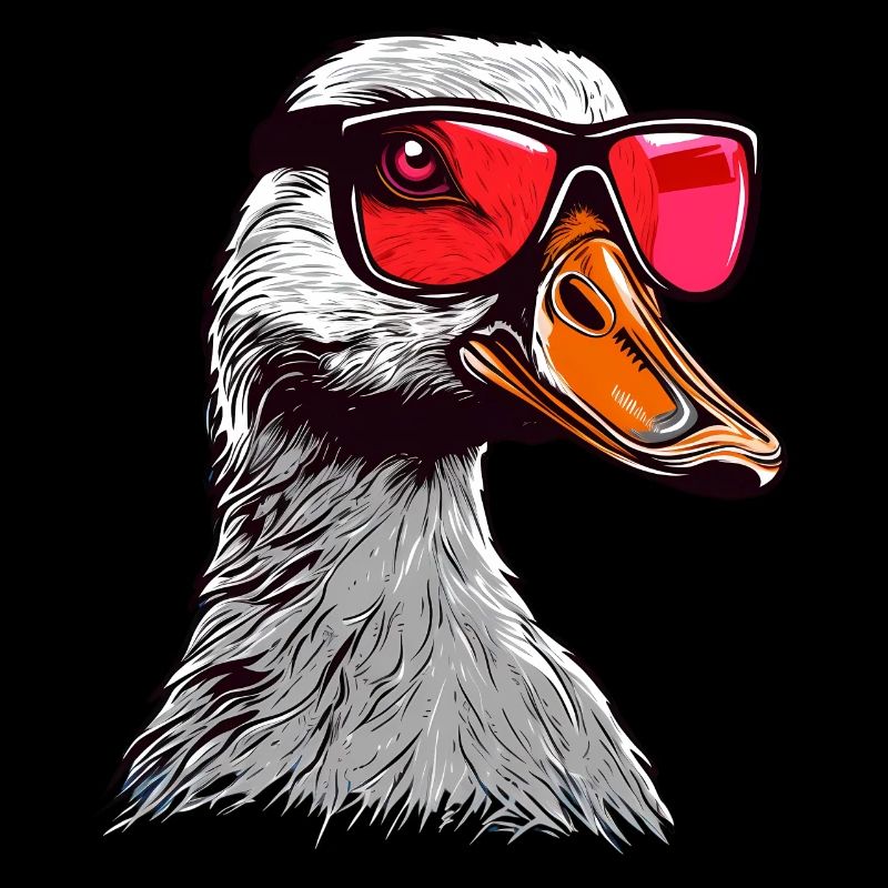 Freche Gans mit roter Sonnenbrille