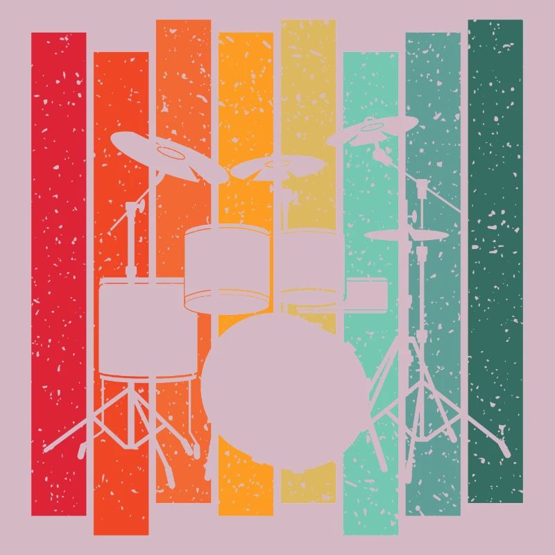 Retro Drummer Drumset Schlagzeug Schlagzeuger