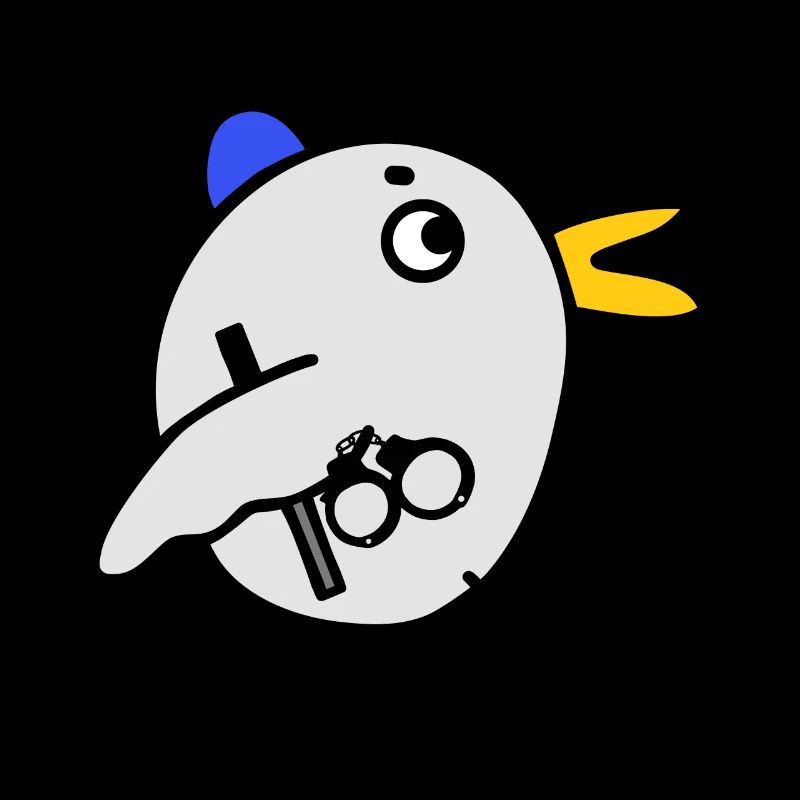 Blue light handcuffs bird police