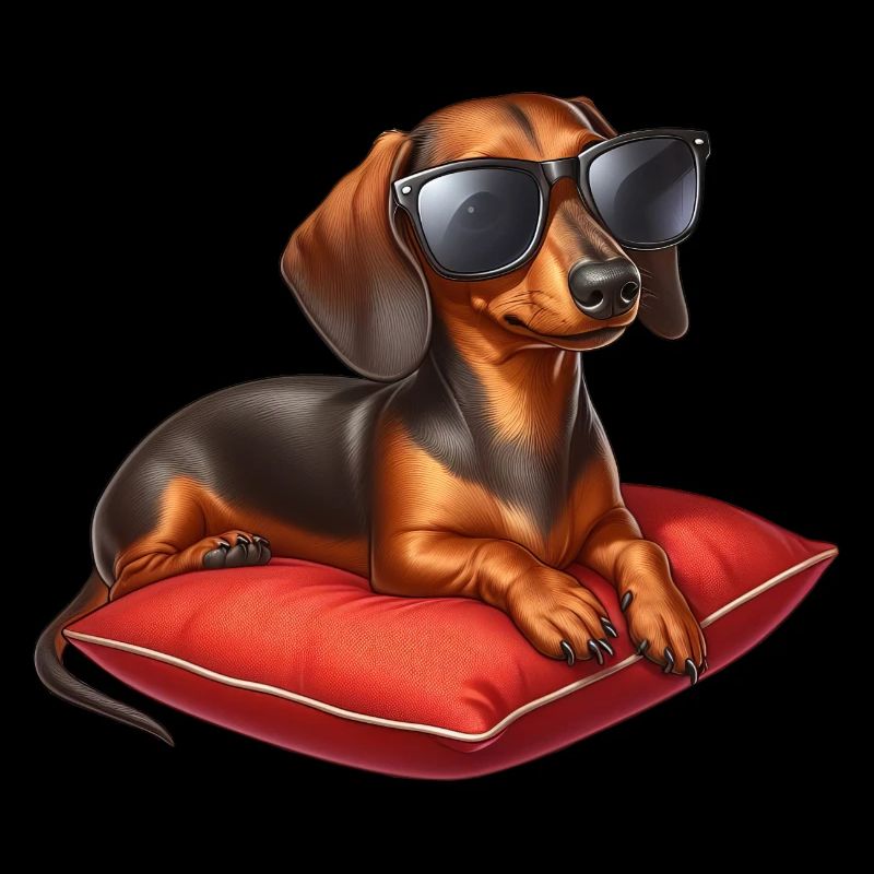 Chiot teckel portant des lunettes de soleil