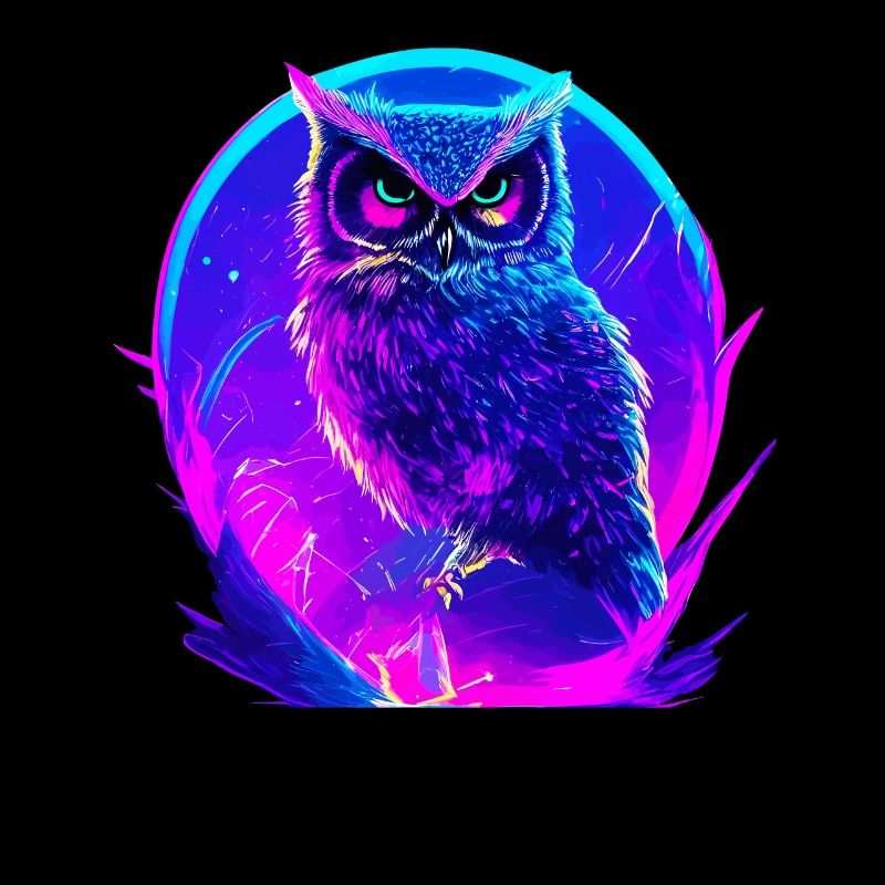Owl Vaporwave Owls Bird Neon Artwork