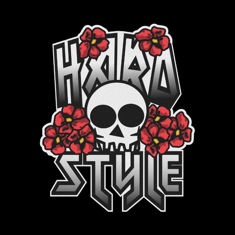 HARD STYLE in Blumen eingebetteter Schädel