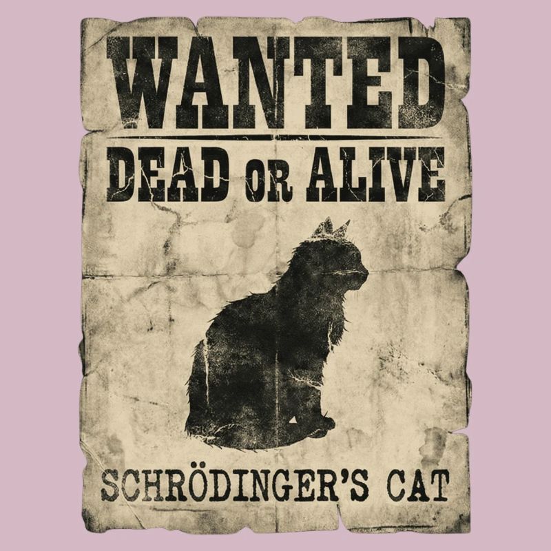 Schrödingers Katze gesucht Tot-oder-lebendig Physik-Wortspiel