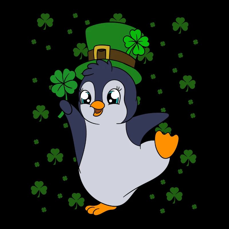 Manchot mignon Trèfle Saint-Patrick Pingouin
