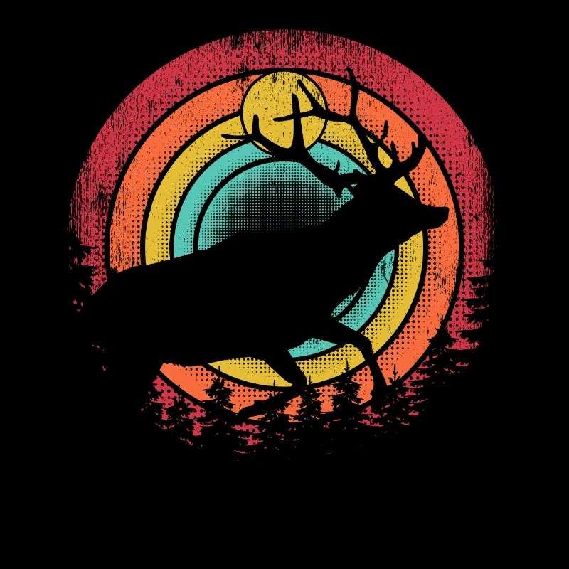 Retro Hirsch Vintage Jäger Elch Jagd Berufsjäger