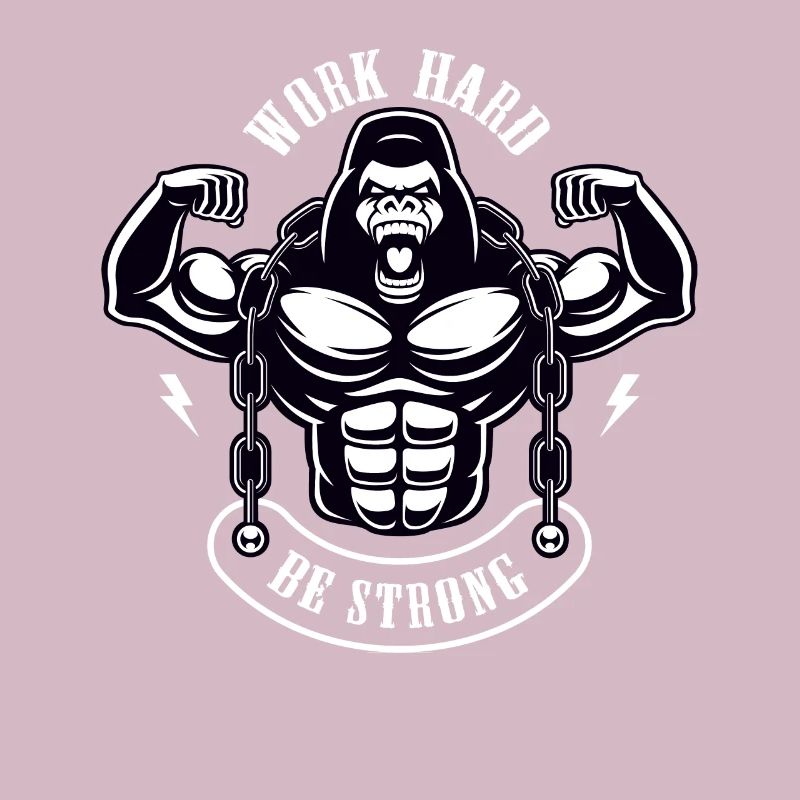 Work Hard be Strong Gorille Argent Cadeau