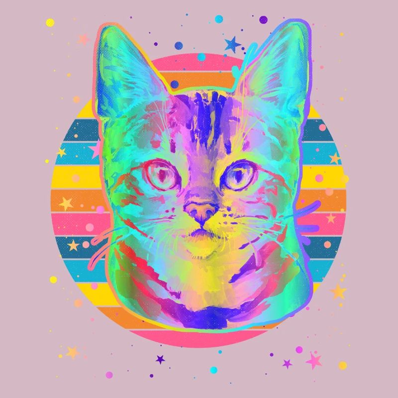 Bengal Cat Rainbow Space Black