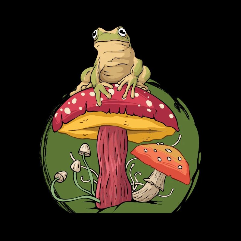 Conception de grenouille de chasse aux champignons pour les amateurs de grenouilles