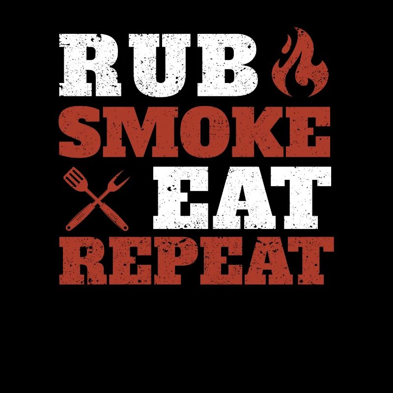 Rub Smoke Eat Repeat BBQ Funny Chef Grilling