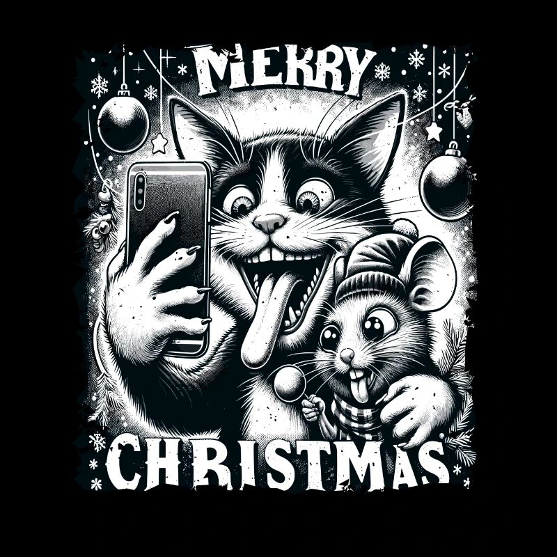 Chat et souris Selfie Joyeux Noël Drôle