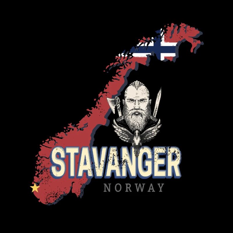 Stavanger, Norway Map, Vintage Souvenir