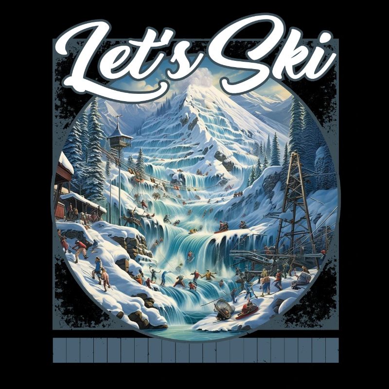 Let’s Ski Mountain Waterfalls Ski Slope Cascade