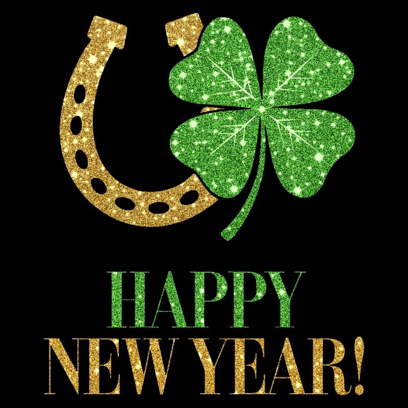 Réveillon du Nouvel An Trèfle Fer à cheval Bonne Année or
