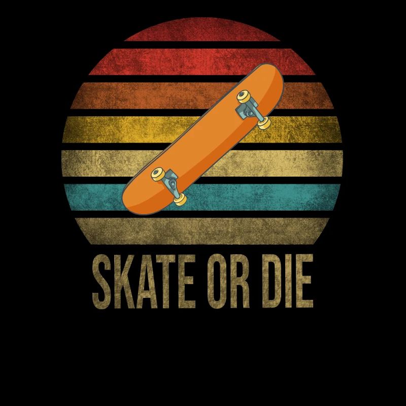 Skateboard Skate Or Die Retro Sunset