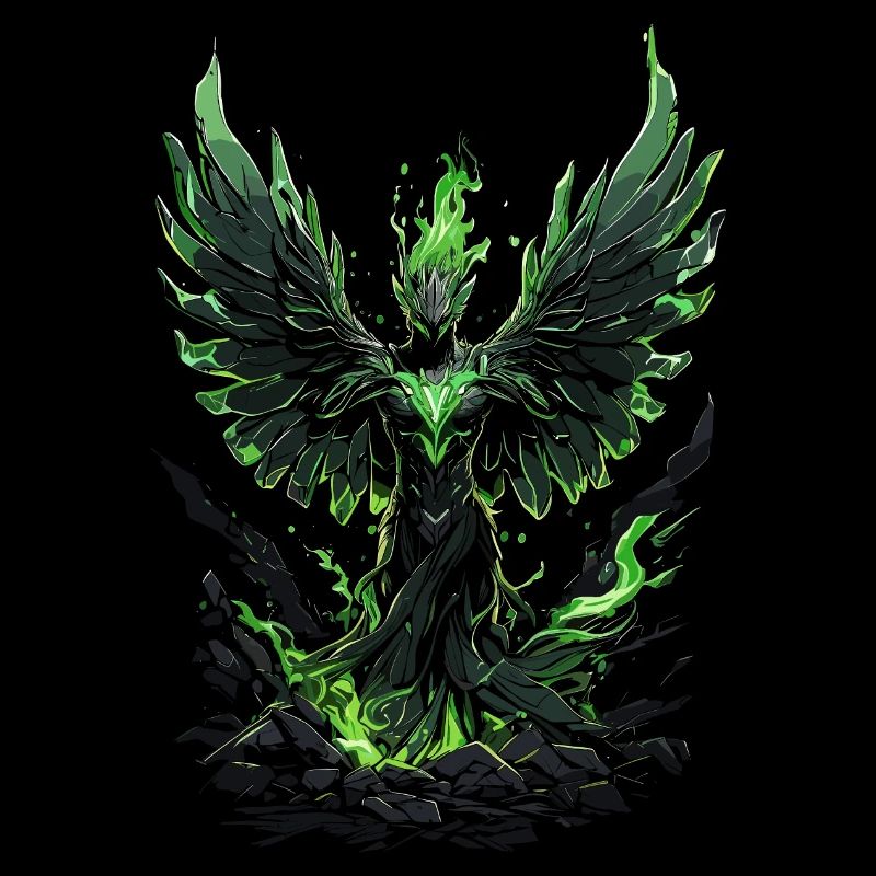 Puissant super-héros avec des ailes : vert et fort