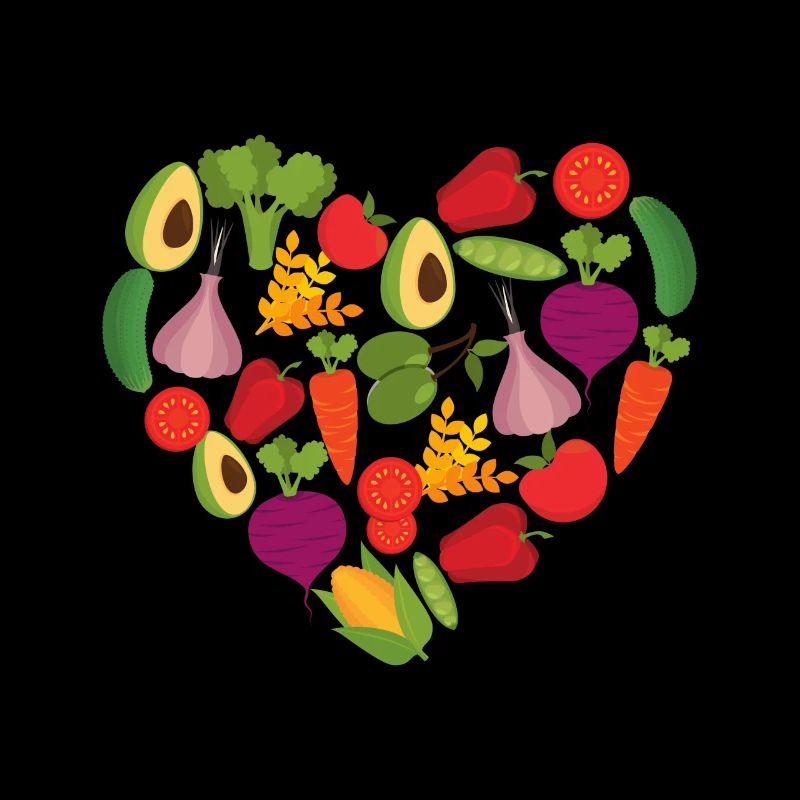 obst, gemüse, herz, liebe, vegan