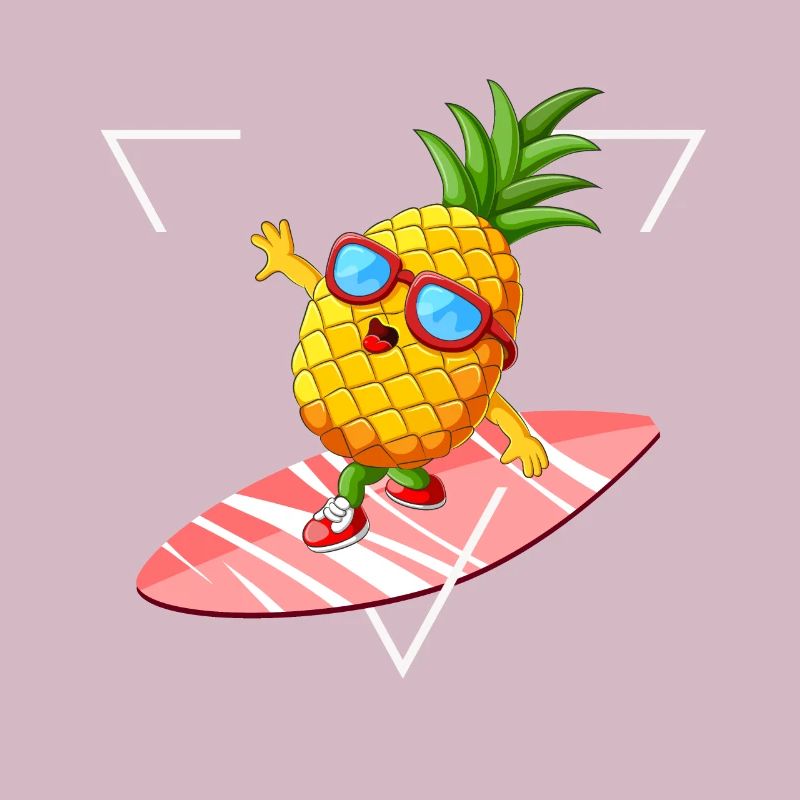 Happy summer vacation feeling pineapple surfboard sun