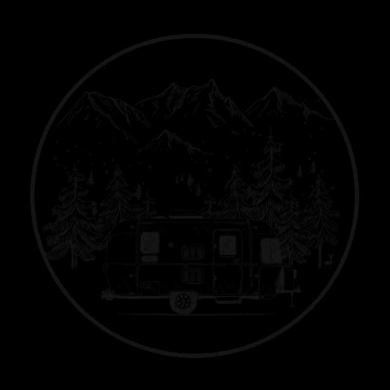 Mountains Camping Camper Campfire Caravan Gift