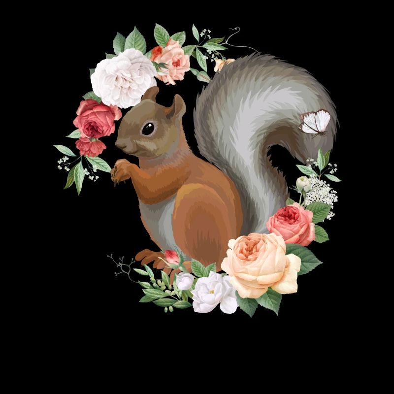 Niedliches Eichhörnchen Blumenkranz Tier Gärtner