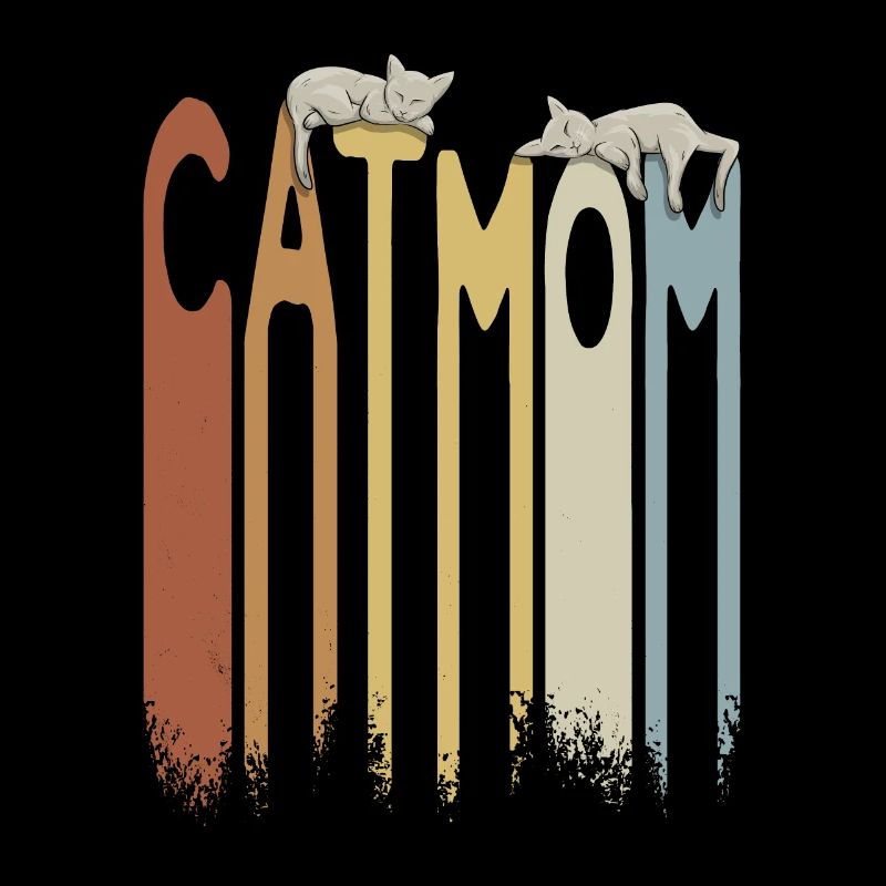 Retro Cat Mom Cat Mom with Sleeping Cats