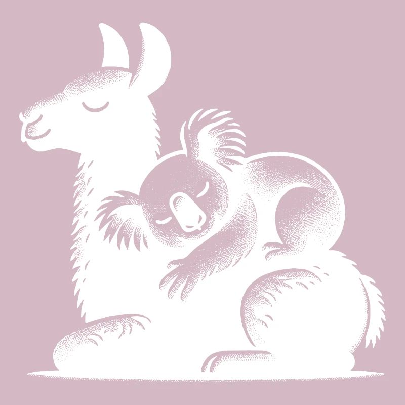 Sleeping koala on a sleeping llama