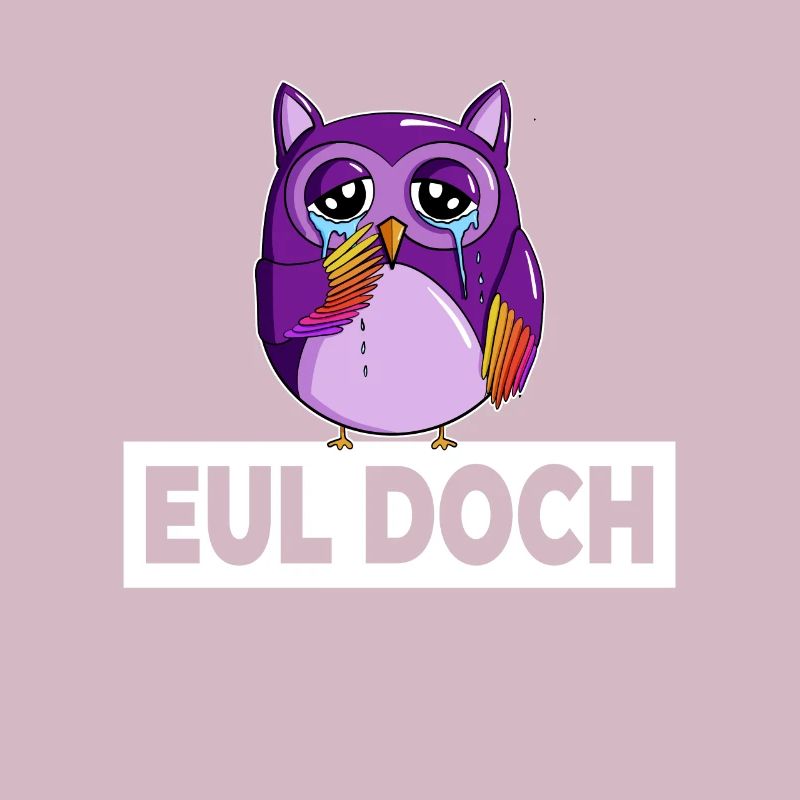 Traurige kleine Dicke Violette Eule mit Spruch Eul
